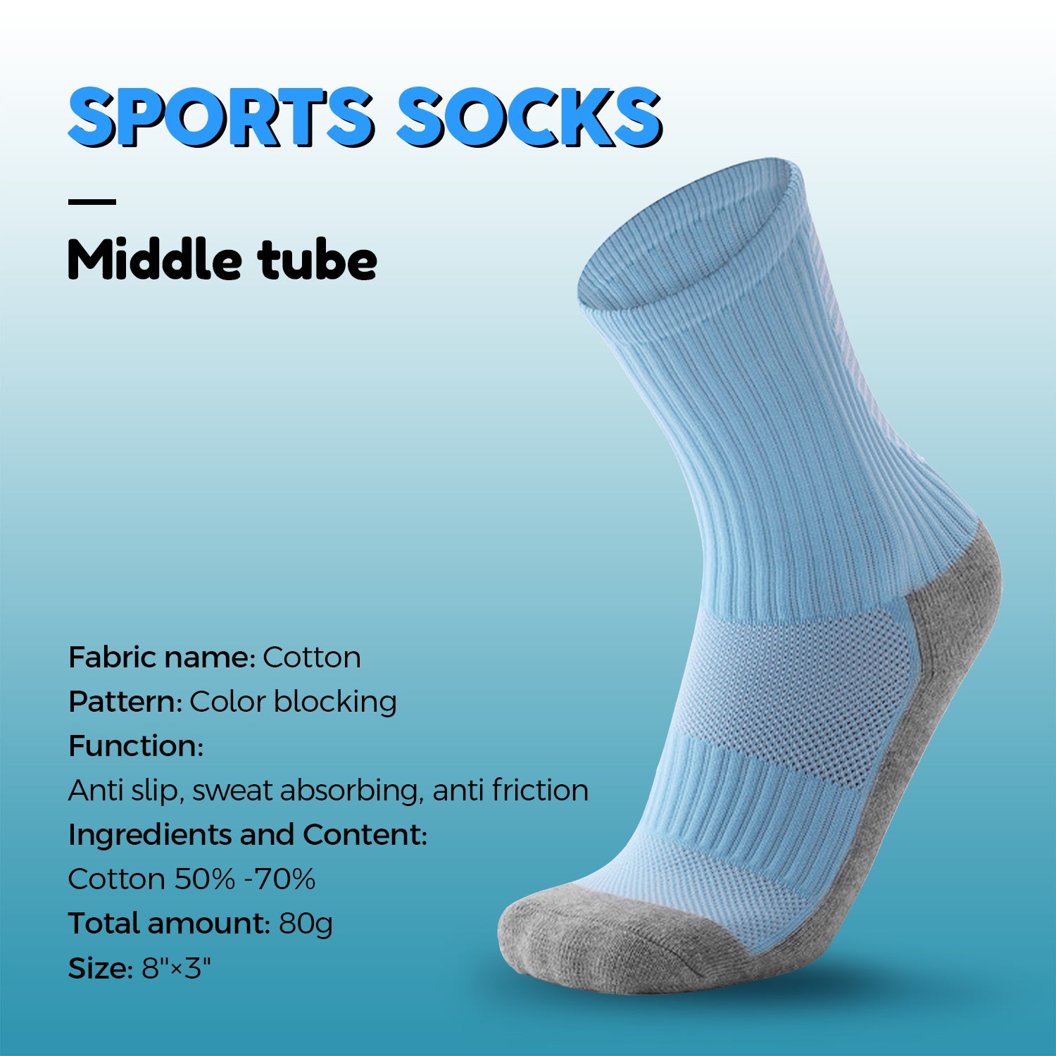 Cotton sports socks middle tube