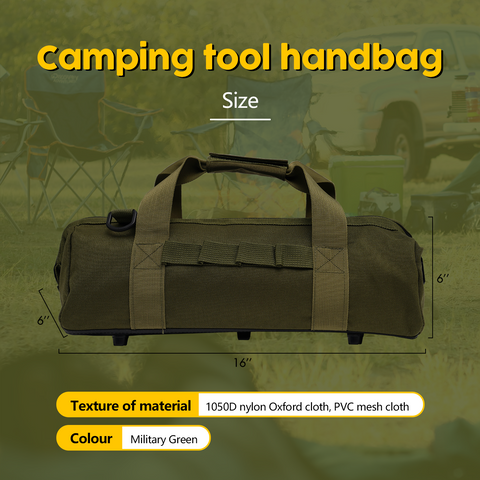 Large Capacity Waterproof Camping Tool Handbag with Side Storage