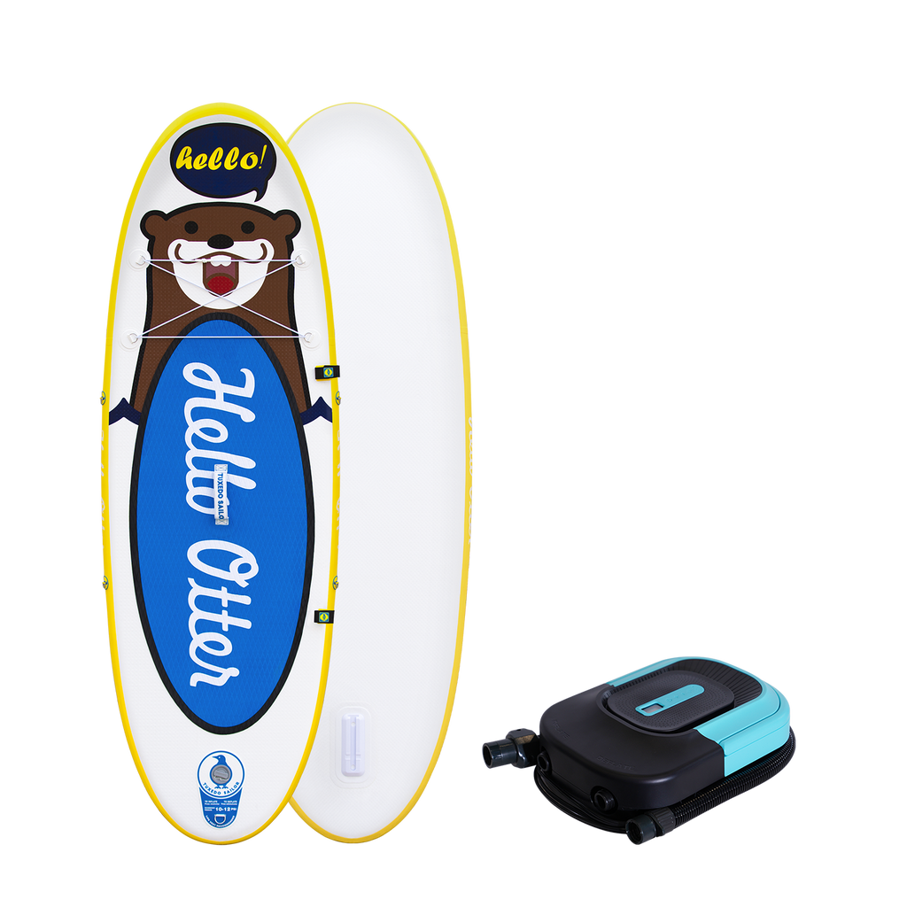 TUXEDO SAILOR OTTER 8' blow up paddle board fpr kids yellow color with electric pump