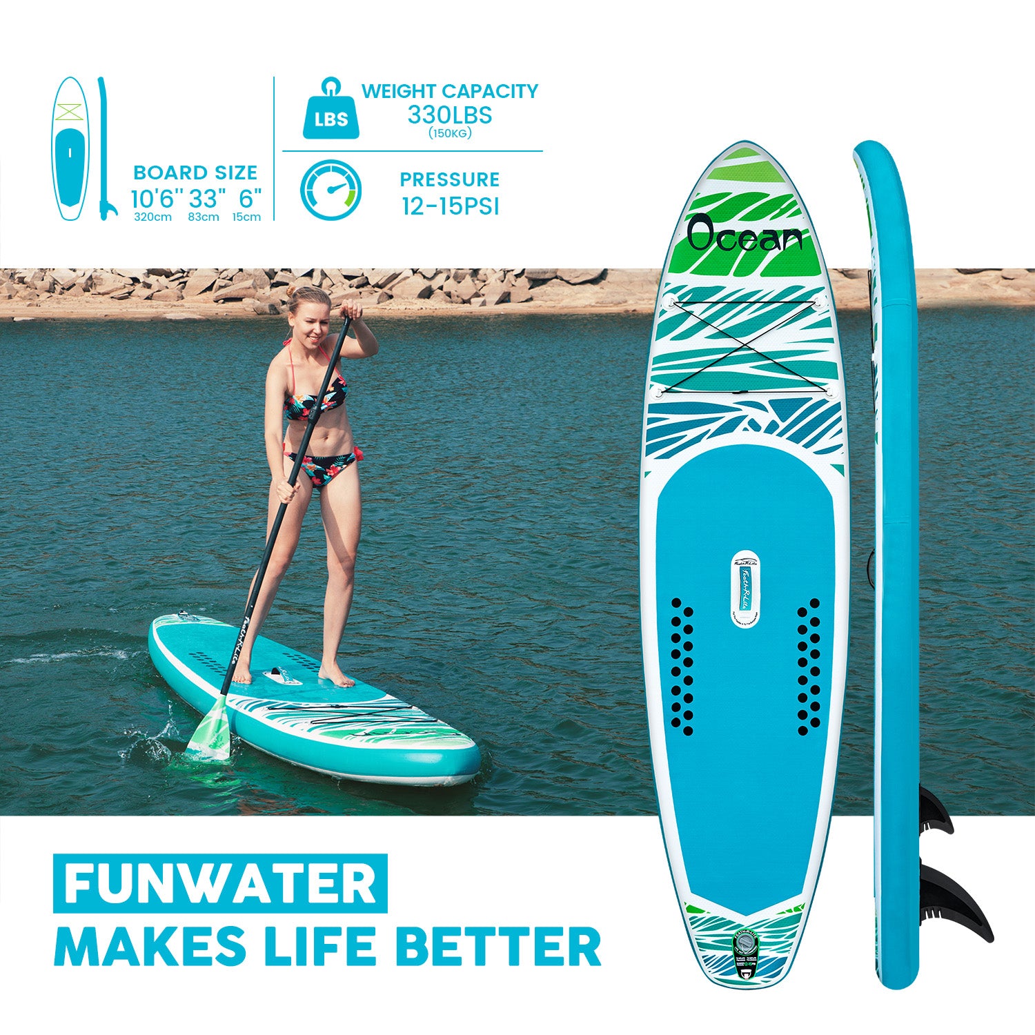 FEATH-R-LITE inflatable paddle board OCEAN is 10'6