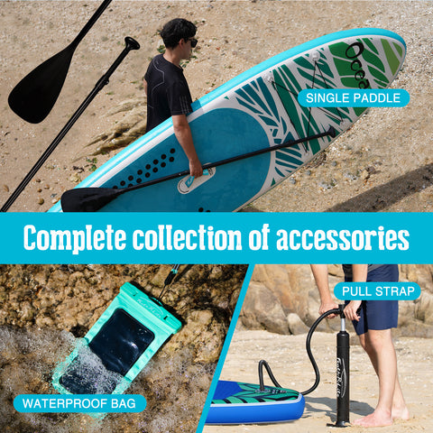 FEATH-R-LITE OCEAN blow up paddle board accessories, including paddle, waterproof phone pouch, pump and etc.