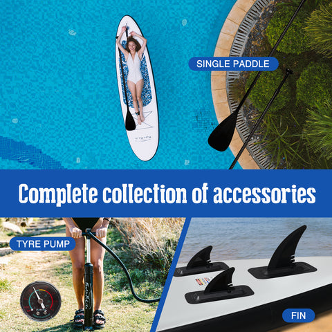 Feath-r-lite inflatable stand up paddle board accessories, high pressure pump, fin and single stand up paddle