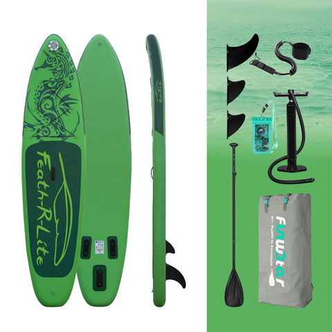 Feath-r-lite paddle board inflatable with accessories, leash, fins, stand up paddle and etc.