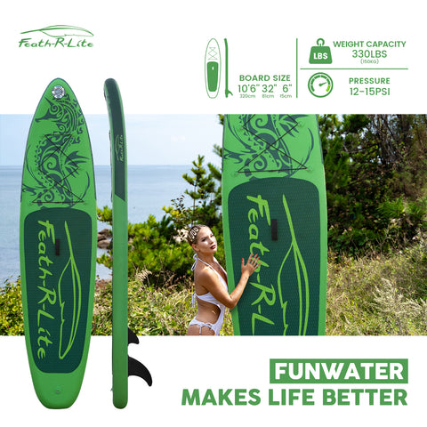 Feath-r-lite inflatable stand up paddle board Courage deep green color is 10'6