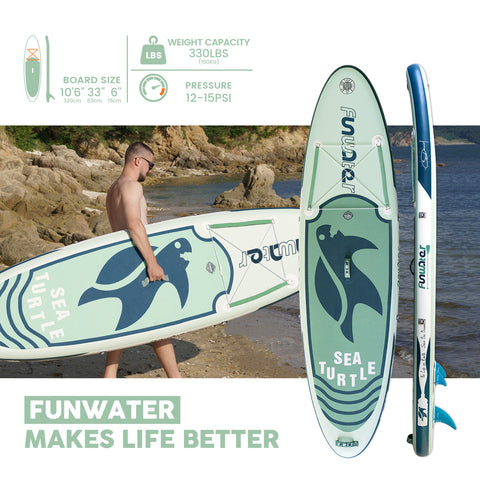 FUNWATER SEA TURTLE best inflatable paddle board is 10'6