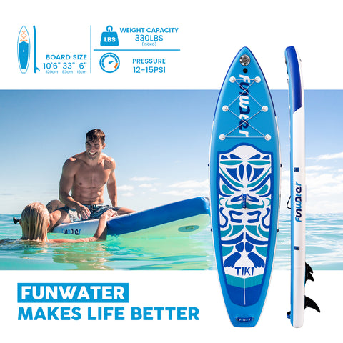 FUNWATER OCEAN TIKI inflatable SUP is 10'6