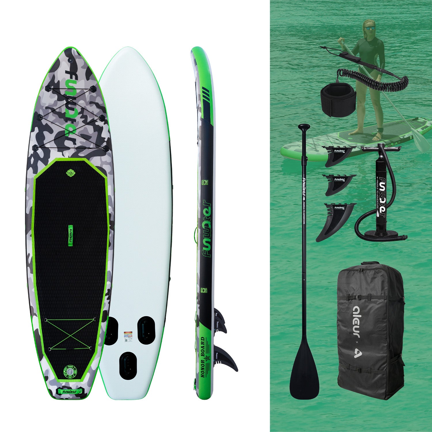 Funwater Honor 10'8" paddle board and accessories