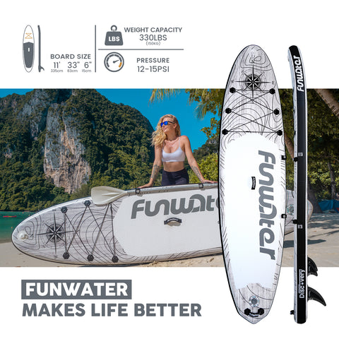 Funwater Discovery inflatable stand up paddle board is 11'*33