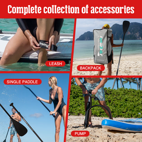 TUXEDO SAILOR SANVU 10' SUP accessories includes leash, paddle, backpack and pump