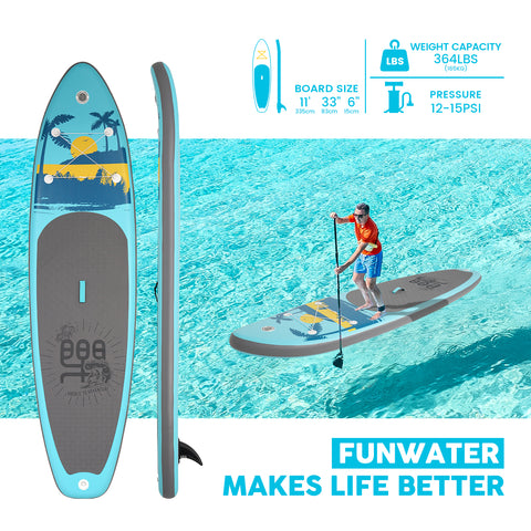 Funwater Palm 11' Inflatable Stand Up Paddle Board is durable and easy to carry