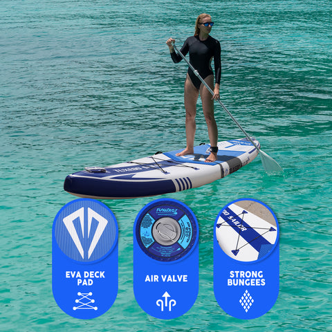 Warrior 12′5″ inflatable stand up paddle board has EVA deck pad to avoid slipping