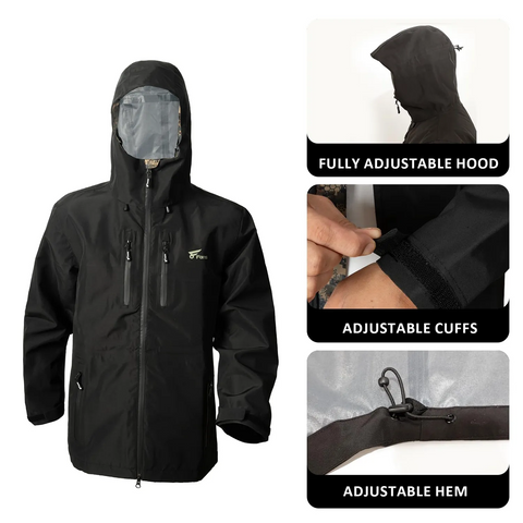 hungting jacket fully adjustable hood and adjustable cuffs 