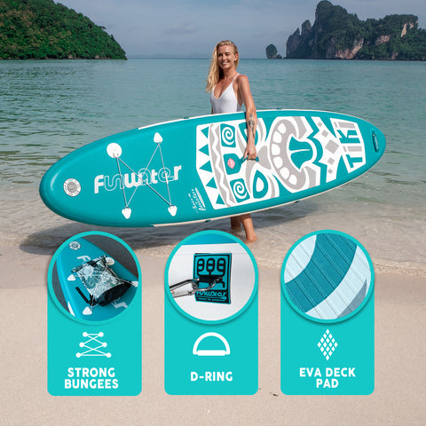 Funwater paddle board is enhanced by the durable materials and covenient design