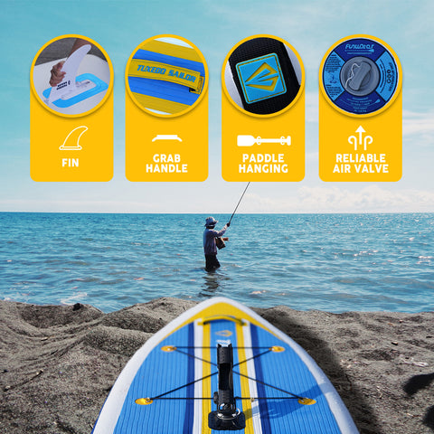 Tuxedo Sailor inflatable paddle board has removable fin,paddle hanging,which is very easy carry and store