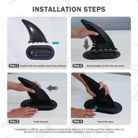 There are 4 steps for paddle board fins installation